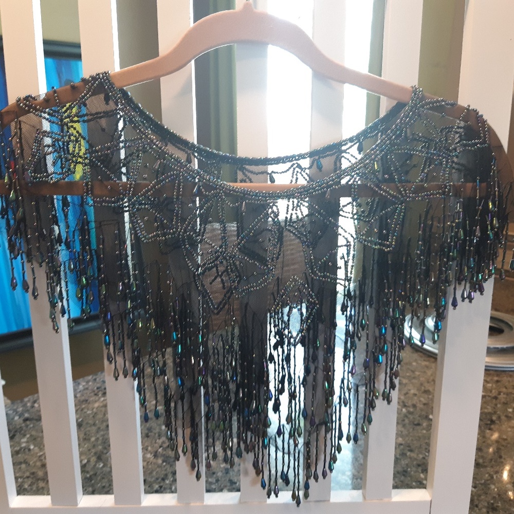 beaded collar top